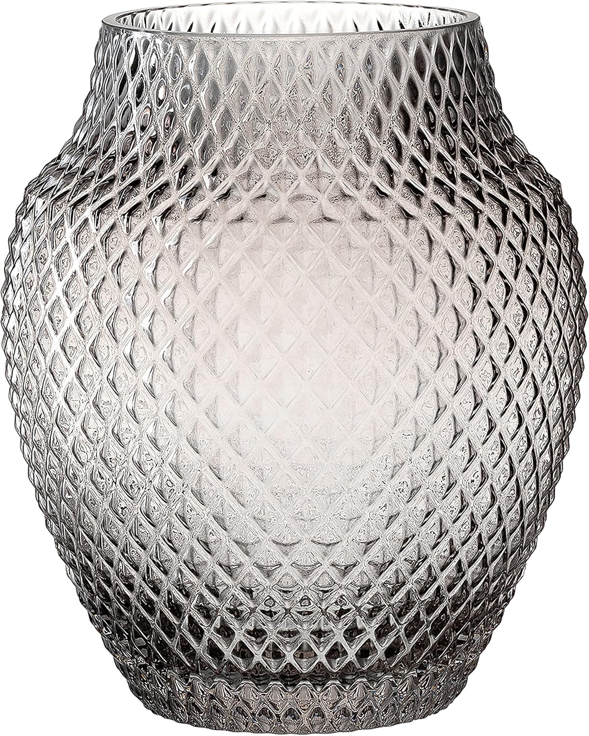 Leonardo Poesia 018673 Table Vase, Handmade Decorative Vase in Grey, Bulbous Flower Vase, Glass Candle Holder, Large Lantern, 22.5 cm High